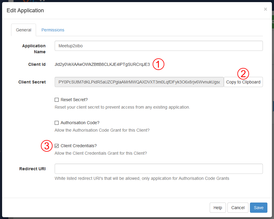 Screenshot showing the Edit Application dialog box.